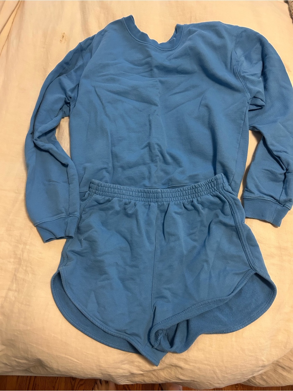 100% cotton Matching sweatshirt and shorts set
